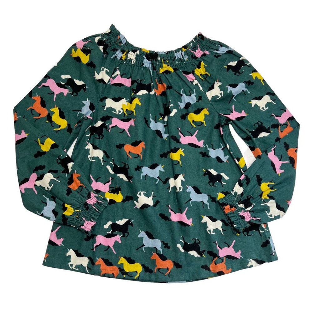 Hanna Andersson Smocked Horse Print Flannel Top